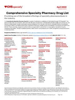 If you are a plan member or a health care provider, please visit CVSspecialty. . Specialty drug list 2022